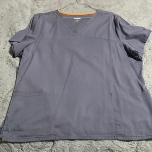 Gray women’s scrub shirt, size XL the brand is ScrubStar.